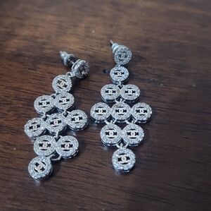 Micro Pavé Luxury CC Initial Dangle Earrings